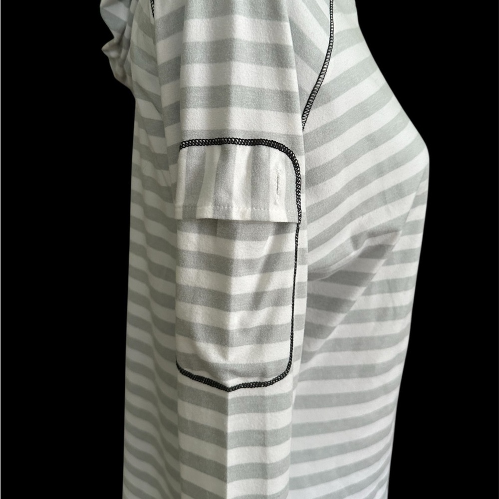 Footjoy Pullover Women’s Light Grey Striped Size Medium Golf Logo Hoodie - Picture 5 of 9